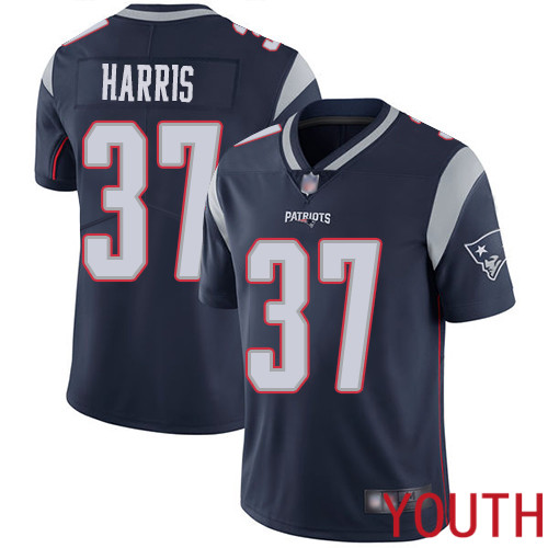 New England Patriots Football #37 Vapor Limited Navy Blue Youth Damien Harris Home NFL Jersey